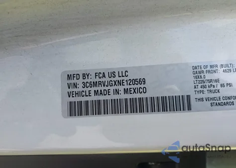 2022 Ram Promaster 3500 Cargo Van High Roof 159 Wb Ext from USA, damaged, VIN 3C6MRVJGXNE120569
